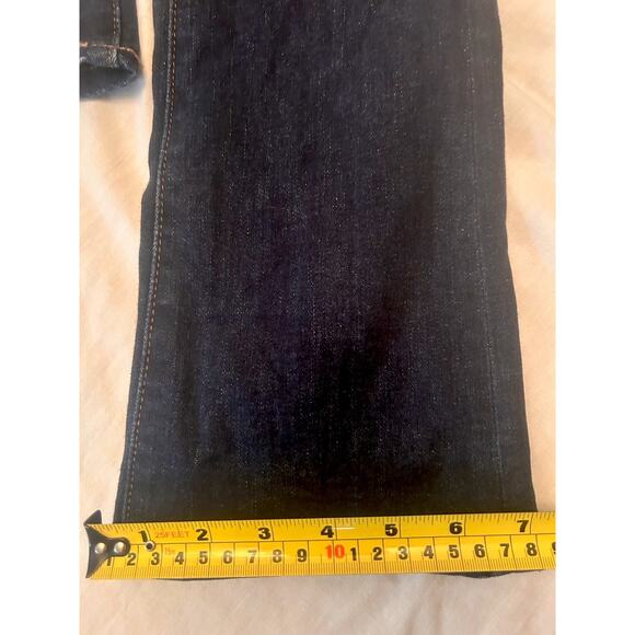 American Eagle Woman Sz 00 24x28 Jeans Low Rise Flare Dark Demin Flare Stretch - Picture 7 of 12